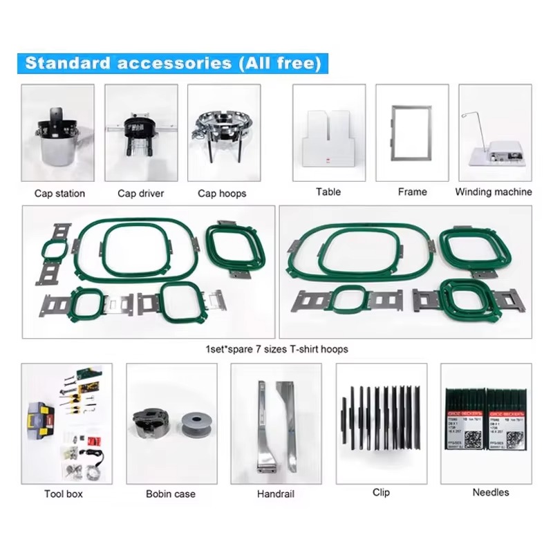 Sewing Machine For Textile - Computerized 9-Needle 1200RPM Embroidery Machine Sewing